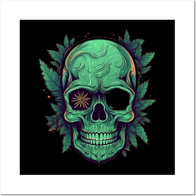 Cannabis  Sugar Skull Wall Art by FrogandFog